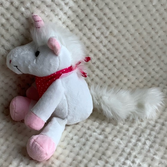 Kinder Surprise Plush Unicorn Pink White Dark Pink Bandanna Stuffed Animal Toy - Picture 2 of 12